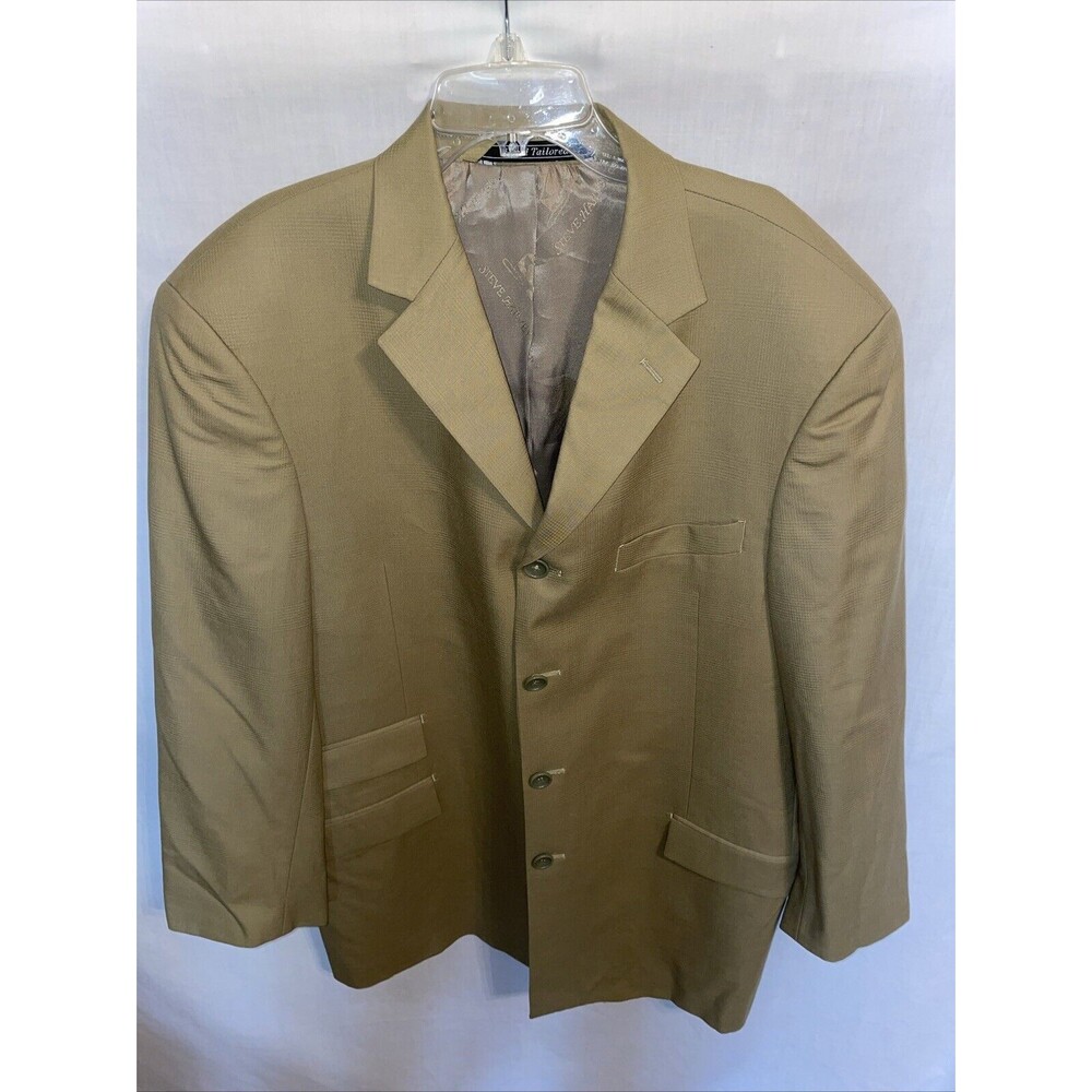 Steve Harvey Men’s Tan Suit Jacket Size 42R Beige Wool Wedding Church Party City